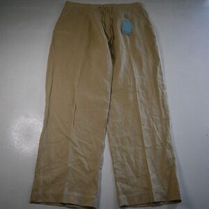 NEW Lorenzino 2XLx34 Khaki Beige 100% Linen Drawstring Beach Wedding Mens Pants